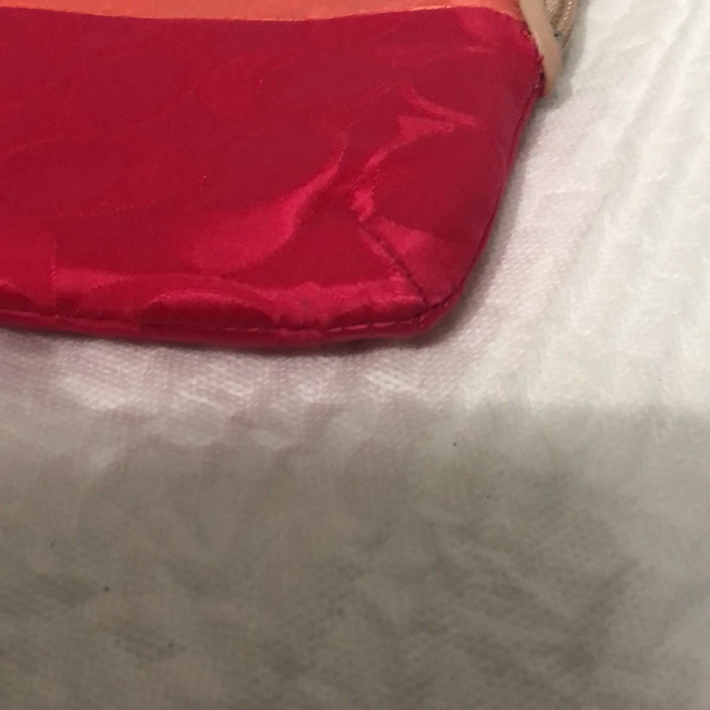 Coach Weekender Color Block Zip Pouch - Coral & Raspberry - Picture 8 of 9